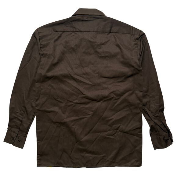 BNWT Awful Lot Of Cough Syrup Dickies Long Sleeve Button Up Shirt Brown S - Picture 4 of 4